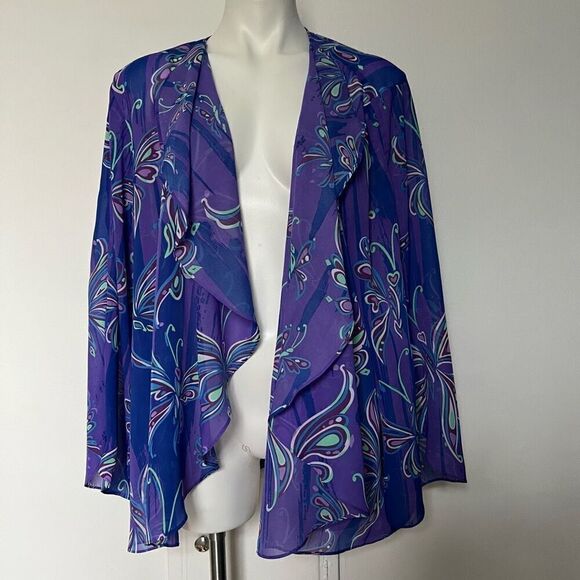 Bob Mackie Butterfly waterfall Top - Picture 1 of 8